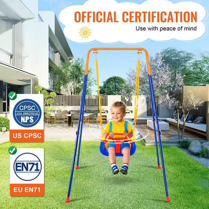 VEVOR Swing Sets for Backyard, 3-in-1 Toddler Swing Set with 4 Sandbags, Foldable Metal Stand, Easy to Assemble, Swingset Indoor/Outdoor for Kids 3-6 Years, Youth 6-10 Years and Teenagers 10+ - AXQQTZSL1RW07PILCV0 - view 6