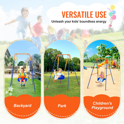 VEVOR Swing Sets for Backyard, 3-in-1 Toddler Swing Set with 4 Sandbags, Foldable Metal Stand, Easy to Assemble, Swingset Indoor/Outdoor for Kids 3-6 Years, Youth 6-10 Years and Teenagers 10+ - AXQQTZSL1RW07PILCV0 - view 7