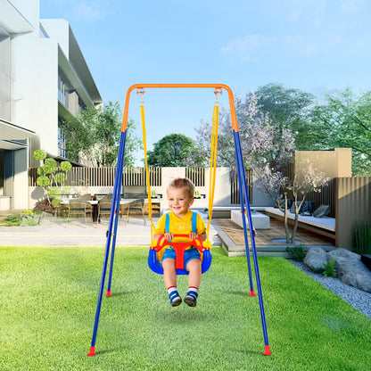 VEVOR Swing Sets for Backyard, 3-in-1 Toddler Swing Set with 4 Sandbags, Foldable Metal Stand, Easy to Assemble, Swingset Indoor/Outdoor for Kids 3-6 Years, Youth 6-10 Years and Teenagers 10+ - AXQQTZSL1RW07PILCV0 - view 9