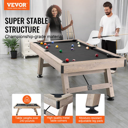 VEVOR Billiards Table, 7 ft Pool Table, Adjust Legs Stable Billiards Table, Pool Table Set Includes Balls, Cues, Chalks and Brush, Wood Color with Black Cloth, Perfect for Family Game Room Kids Adults - AXTTQZHZMRZB8PJQQV0 - view 3
