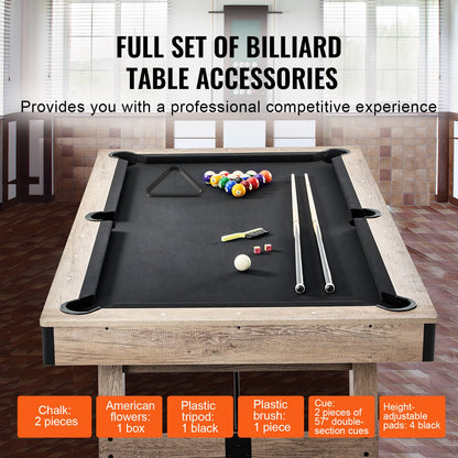 VEVOR Billiards Table, 7 ft Pool Table, Adjust Legs Stable Billiards Table, Pool Table Set Includes Balls, Cues, Chalks and Brush, Wood Color with Black Cloth, Perfect for Family Game Room Kids Adults - AXTTQZHZMRZB8PJQQV0 - view 5