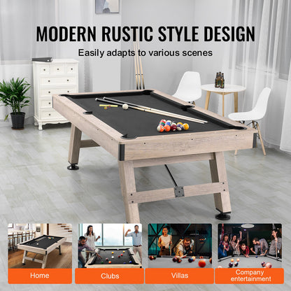 VEVOR Billiards Table, 7 ft Pool Table, Adjust Legs Stable Billiards Table, Pool Table Set Includes Balls, Cues, Chalks and Brush, Wood Color with Black Cloth, Perfect for Family Game Room Kids Adults - AXTTQZHZMRZB8PJQQV0 - view 7
