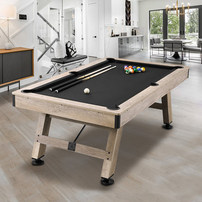 VEVOR Billiards Table, 7 ft Pool Table, Adjust Legs Stable Billiards Table, Pool Table Set Includes Balls, Cues, Chalks and Brush, Wood Color with Black Cloth, Perfect for Family Game Room Kids Adults - AXTTQZHZMRZB8PJQQV0 - view 9