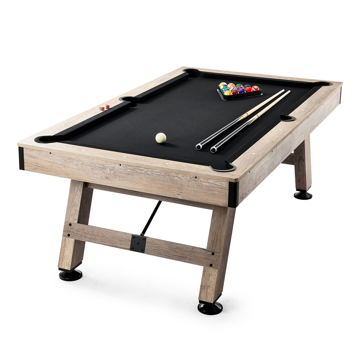 VEVOR Billiards Table, 7 ft Pool Table, Adjust Legs Stable Billiards Table, Pool Table Set Includes Balls, Cues, Chalks and Brush, Wood Color with Black Cloth, Perfect for Family Game Room Kids Adults - AXTTQZHZMRZB8PJQQV0 - view 10