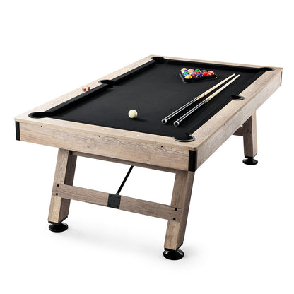 VEVOR Billiards Table, 7 ft Pool Table, Adjust Legs Stable Billiards Table, Pool Table Set Includes Balls, Cues, Chalks and Brush, Wood Color with Black Cloth, Perfect for Family Game Room Kids Adults - AXTTQZHZMRZB8PJQQV0 - view 10