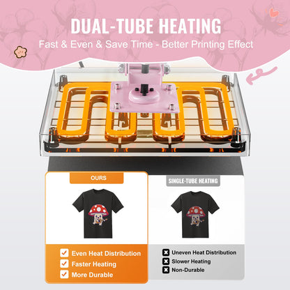 VEVOR Heat Press, 15 x 15 inch Digital Heat Press Machine, Slide Out Heat Transfer Machine, Fast and Even Heating, 2-Layer Insulation Cotton, Heat Transfer Machine for T-Shirts/Pillows/Bags, Pink - AYPBSTHJP15152NXKV1 - view 4