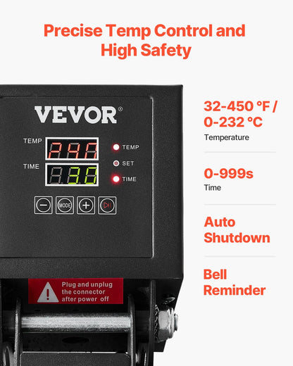 VEVOR Heat Press, 15 x 15 inch Heat Press Machine for T-shirts, Fast and Even Heating, Easy to Use, High Pressure for Digital Industrial-Quality Sublimation Printer for Transfer Vinyl, T-shirt, Black - AYPBSTHJPZGSB4RX5V1 - view 4