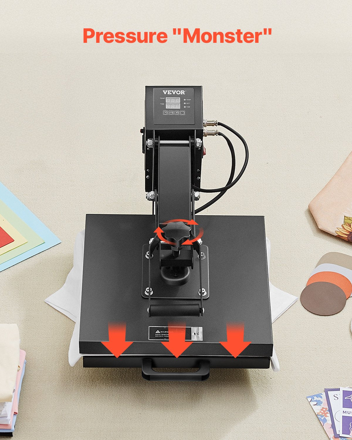 VEVOR Heat Press, 15 x 15 inch Heat Press Machine for T-shirts, Fast and Even Heating, Easy to Use, High Pressure for Digital Industrial-Quality Sublimation Printer for Transfer Vinyl, T-shirt, Black - AYPBSTHJPZGSB4RX5V1 - view 6