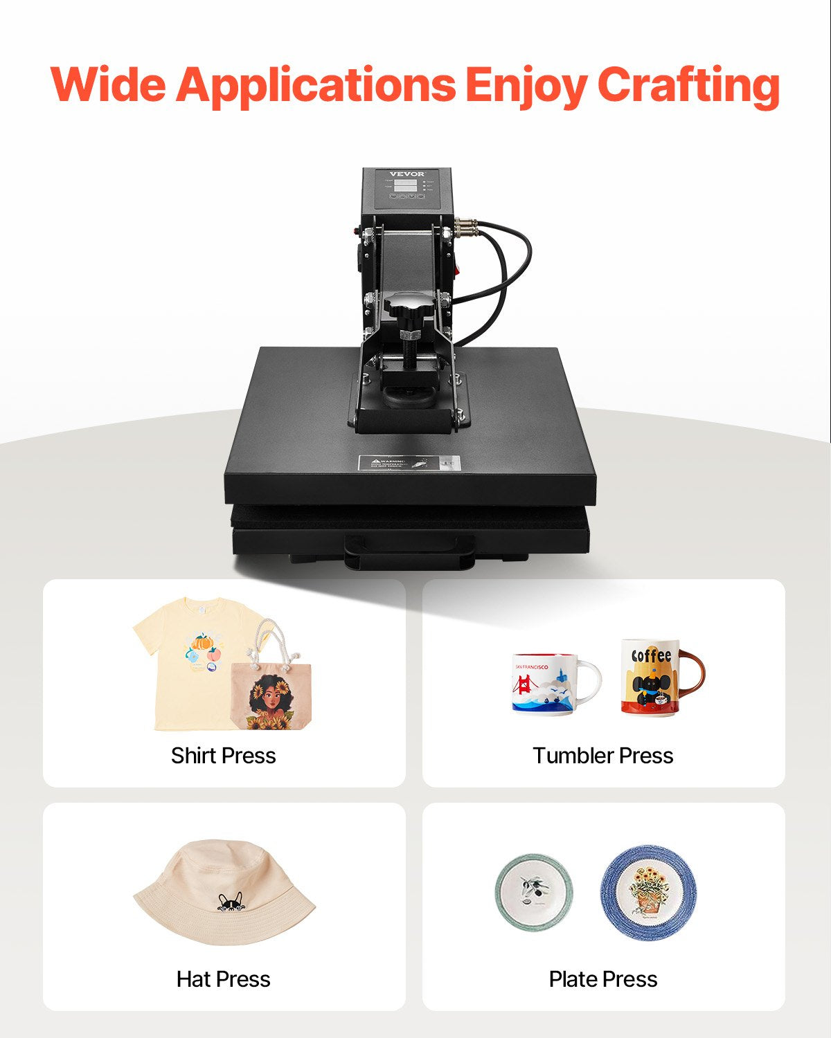 VEVOR Heat Press, 15 x 15 inch Heat Press Machine for T-shirts, Fast and Even Heating, Easy to Use, High Pressure for Digital Industrial-Quality Sublimation Printer for Transfer Vinyl, T-shirt, Black - AYPBSTHJPZGSB4RX5V1 - view 8