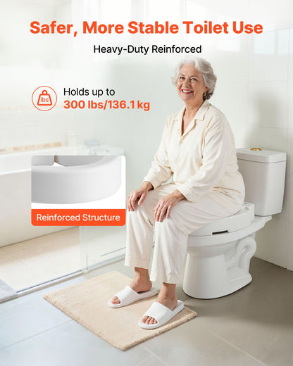 VEVOR Raised Toilet Seat, 300 lbs Load Capacity, 3.5-Inch Lift Height, Commode Elevated Toilet Seat Riser with Enlarged Opening for Seniors, Elderly, Handicap, Disabled, Adults, Fits Elongated Bowl - AZSJGMTZD35YO6XQR001V0 - view 5