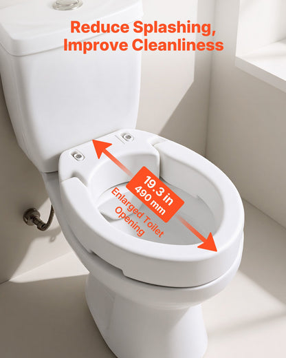 VEVOR Raised Toilet Seat, 300 lbs Load Capacity, 3.5-Inch Lift Height, Commode Elevated Toilet Seat Riser with Enlarged Opening for Seniors, Elderly, Handicap, Disabled, Adults, Fits Elongated Bowl - AZSJGMTZD35YO6XQR001V0 - view 6