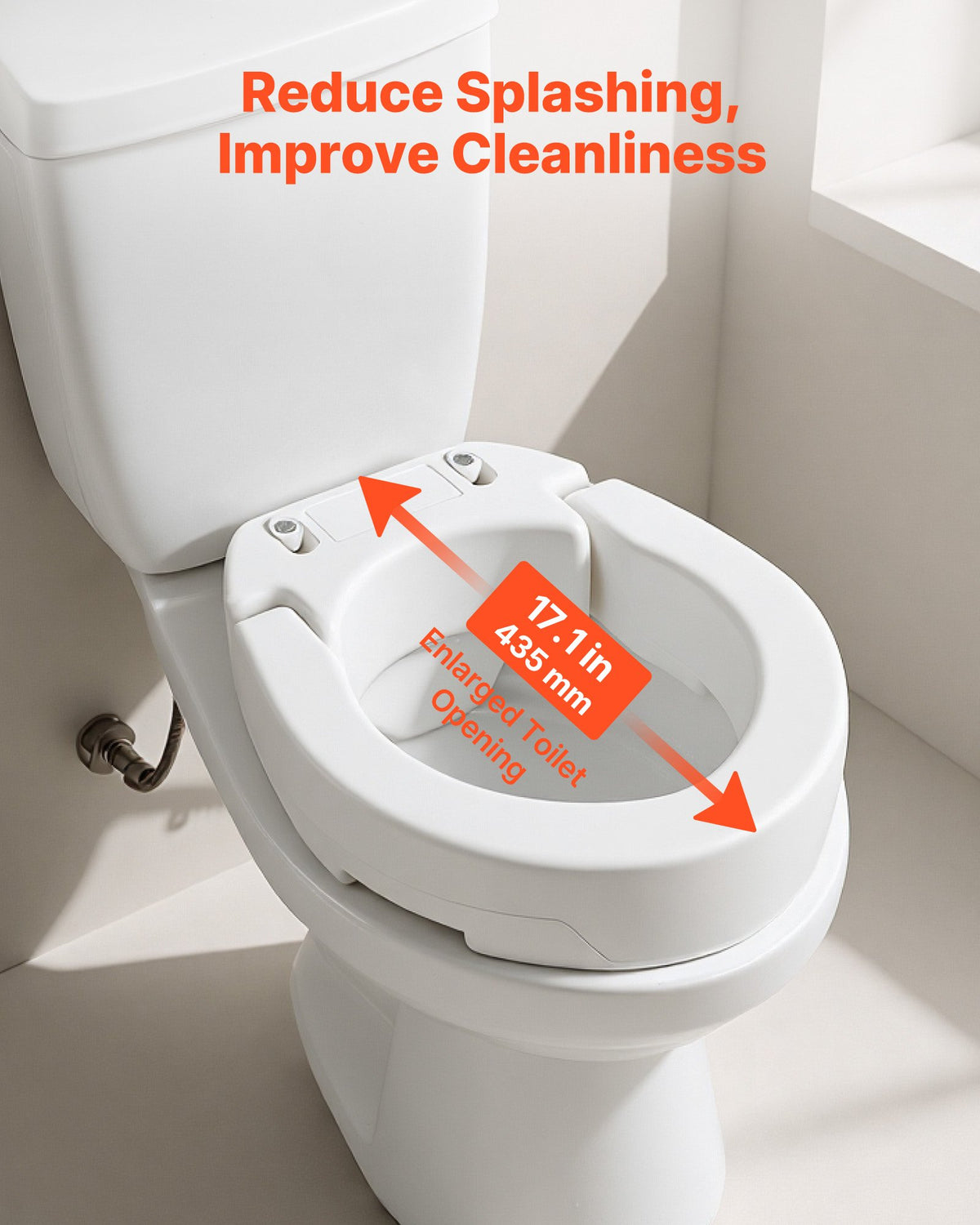 VEVOR Raised Toilet Seat, 300 lbs Load Capacity, 3.5-Inch Lift Height, Commode Elevated Toilet Seat Riser with Enlarged Opening for Seniors, Elderly, Handicap, Disabled, and Adults, Fits Round Bowl - AZSJGMTZD35YVGGYI001V0 - view 6