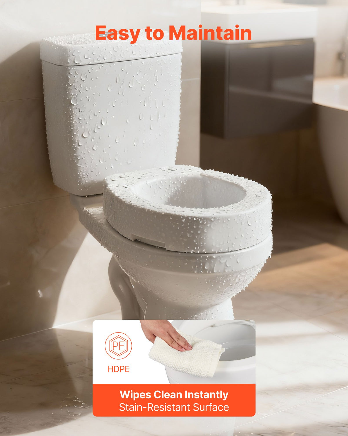 VEVOR Raised Toilet Seat, 300 lbs Load Capacity, 3.5-Inch Lift Height, Commode Elevated Toilet Seat Riser with Enlarged Opening for Seniors, Elderly, Handicap, Disabled, and Adults, Fits Round Bowl - AZSJGMTZD35YVGGYI001V0 - view 7