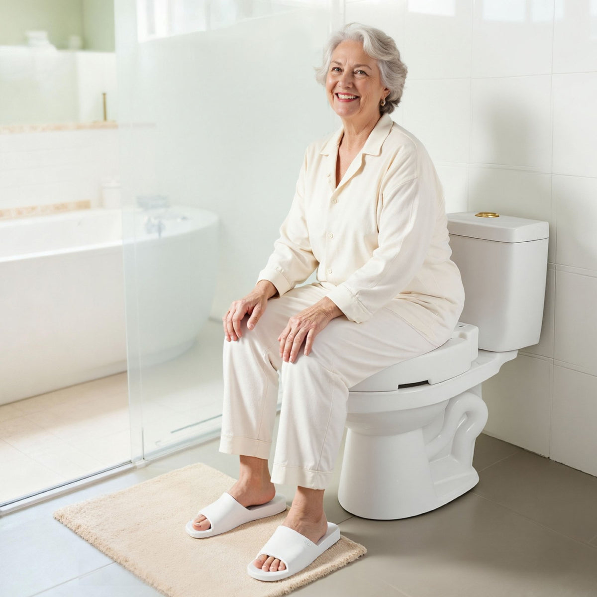VEVOR Raised Toilet Seat, 300 lbs Load Capacity, 3.5-Inch Lift Height, Commode Elevated Toilet Seat Riser with Enlarged Opening for Seniors, Elderly, Handicap, Disabled, and Adults, Fits Round Bowl - AZSJGMTZD35YVGGYI001V0 - view 9