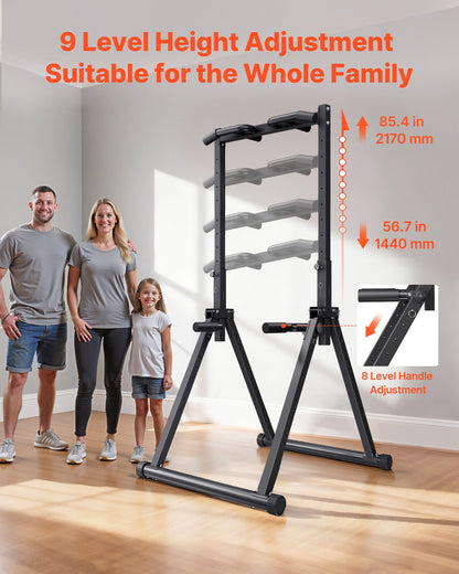 VEVOR Pull Up Bar, 330LBS Capacity Portable Pullup Bar Station, Pullup Bars Free Standing with Triangular Structure & Heavy-Duty Steel Tube, 9 Level Height Adjustment Gravity Fitness for Arms, Back - AZXKZDYTXSJKFJJNV001V0 - view 6