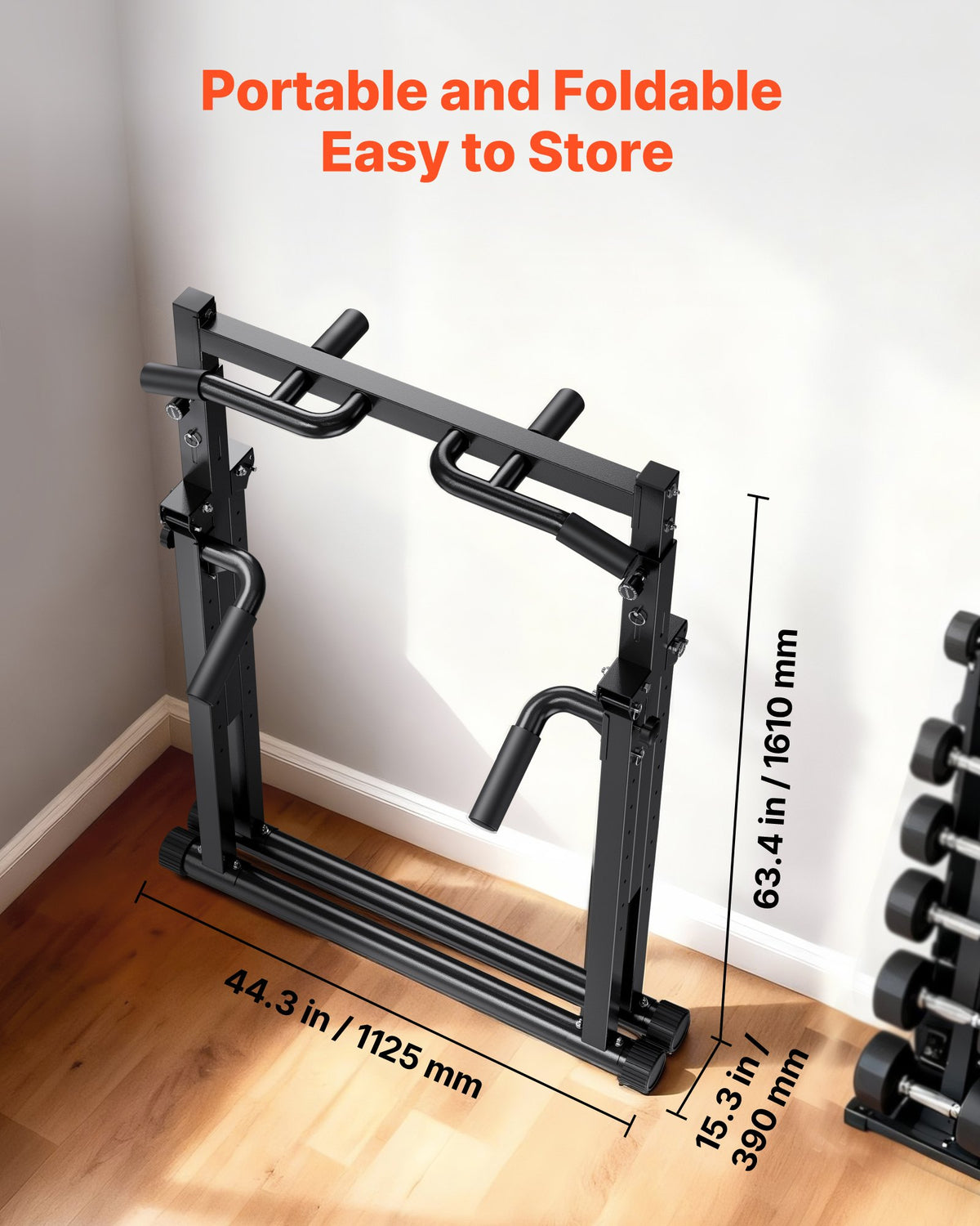 VEVOR Pull Up Bar, 330LBS Capacity Portable Pullup Bar Station, Pullup Bars Free Standing with Triangular Structure & Heavy-Duty Steel Tube, 9 Level Height Adjustment Gravity Fitness for Arms, Back - AZXKZDYTXSJKFJJNV001V0 - view 7