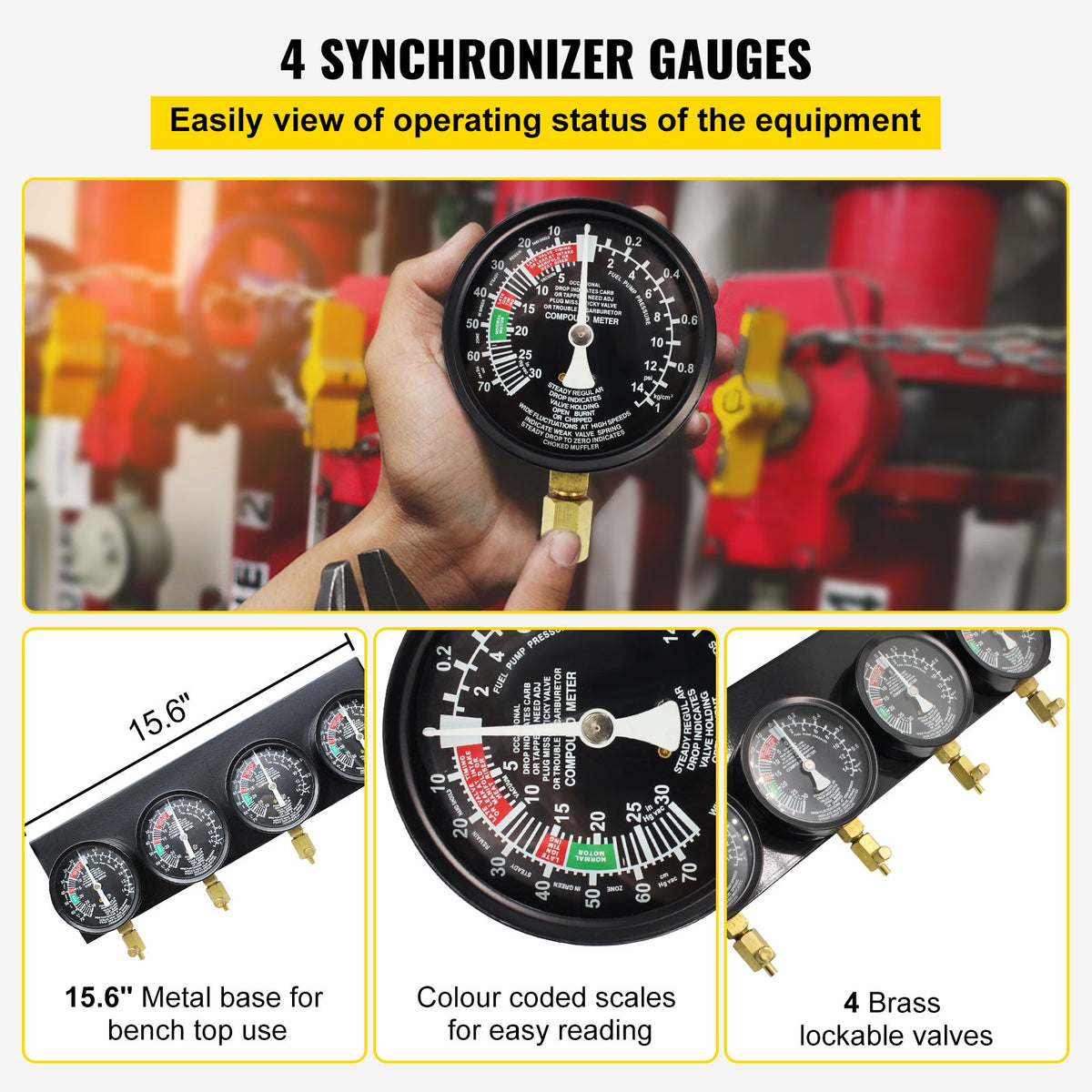 Bestauto Fuel Vacuum Carburetor Synchronize Tool Kit Fuel Vacuum Carburetor Synchronizer carb sync Gauge Set with Rubber Hose - B100132SLZKB00001V0 - view 3