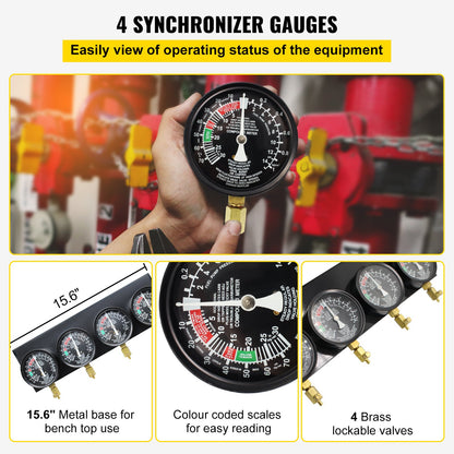 Bestauto Fuel Vacuum Carburetor Synchronize Tool Kit Fuel Vacuum Carburetor Synchronizer carb sync Gauge Set with Rubber Hose - B100132SLZKB00001V0 - view 3