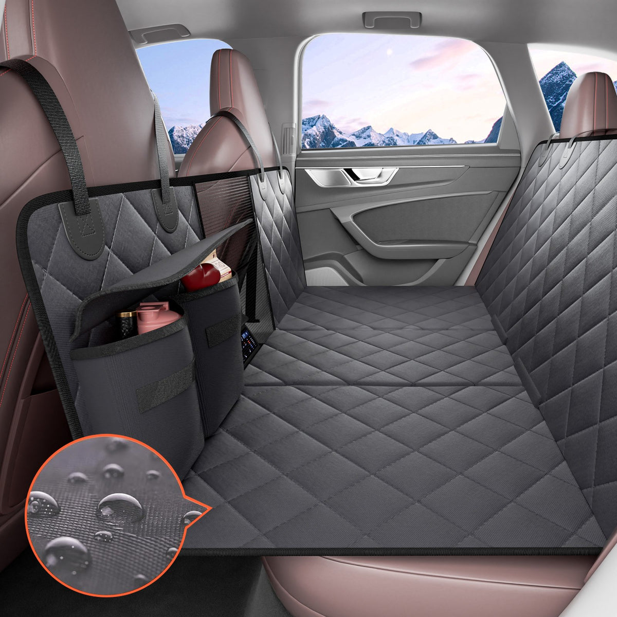 VEVOR Back Seat Extender for Dogs,Dog Hammock for Car Back seat,Waterproof Hard Bottom Dog Car Seat Cover for Back Seat 54"x24",Supports 400lbs with Mesh Window and Storage Pocket for Car, SUV - BBDX5424INJCRJ9PJV0 - view 1
