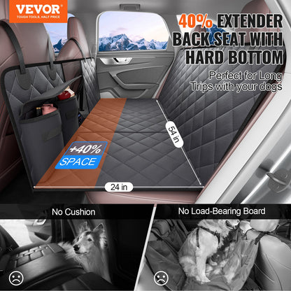 VEVOR Back Seat Extender for Dogs,Dog Hammock for Car Back seat,Waterproof Hard Bottom Dog Car Seat Cover for Back Seat 54"x24",Supports 400lbs with Mesh Window and Storage Pocket for Car, SUV - BBDX5424INJCRJ9PJV0 - view 3