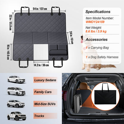 VEVOR Back Seat Extender for Dogs,Dog Hammock for Car Back seat,Waterproof Hard Bottom Dog Car Seat Cover for Back Seat 54"x24",Supports 400lbs with Mesh Window and Storage Pocket for Car, SUV - BBDX5424INJCRJ9PJV0 - view 8