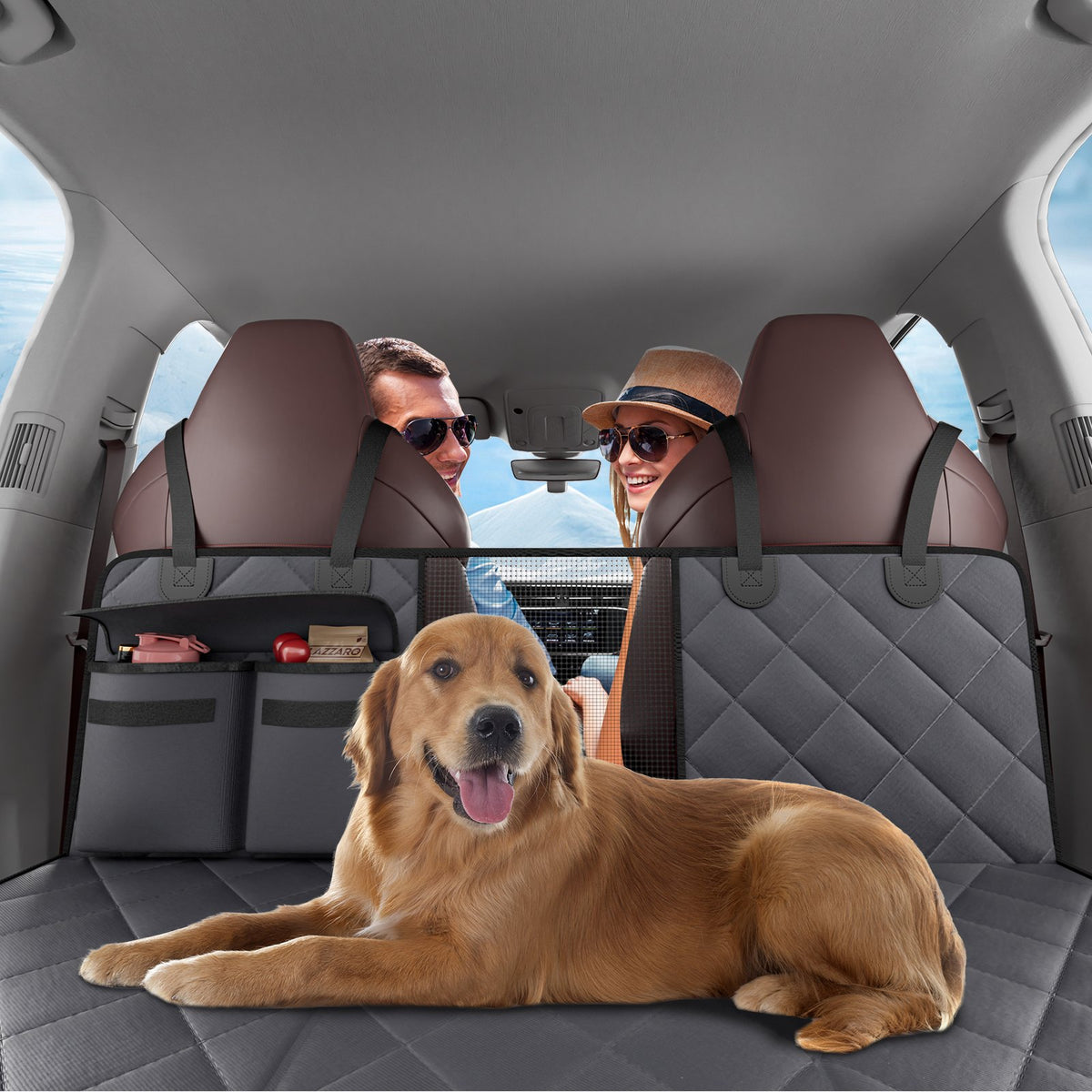 VEVOR Back Seat Extender for Dogs,Dog Hammock for Car Back seat,Waterproof Hard Bottom Dog Car Seat Cover for Back Seat 54"x24",Supports 400lbs with Mesh Window and Storage Pocket for Car, SUV - BBDX5424INJCRJ9PJV0 - view 9