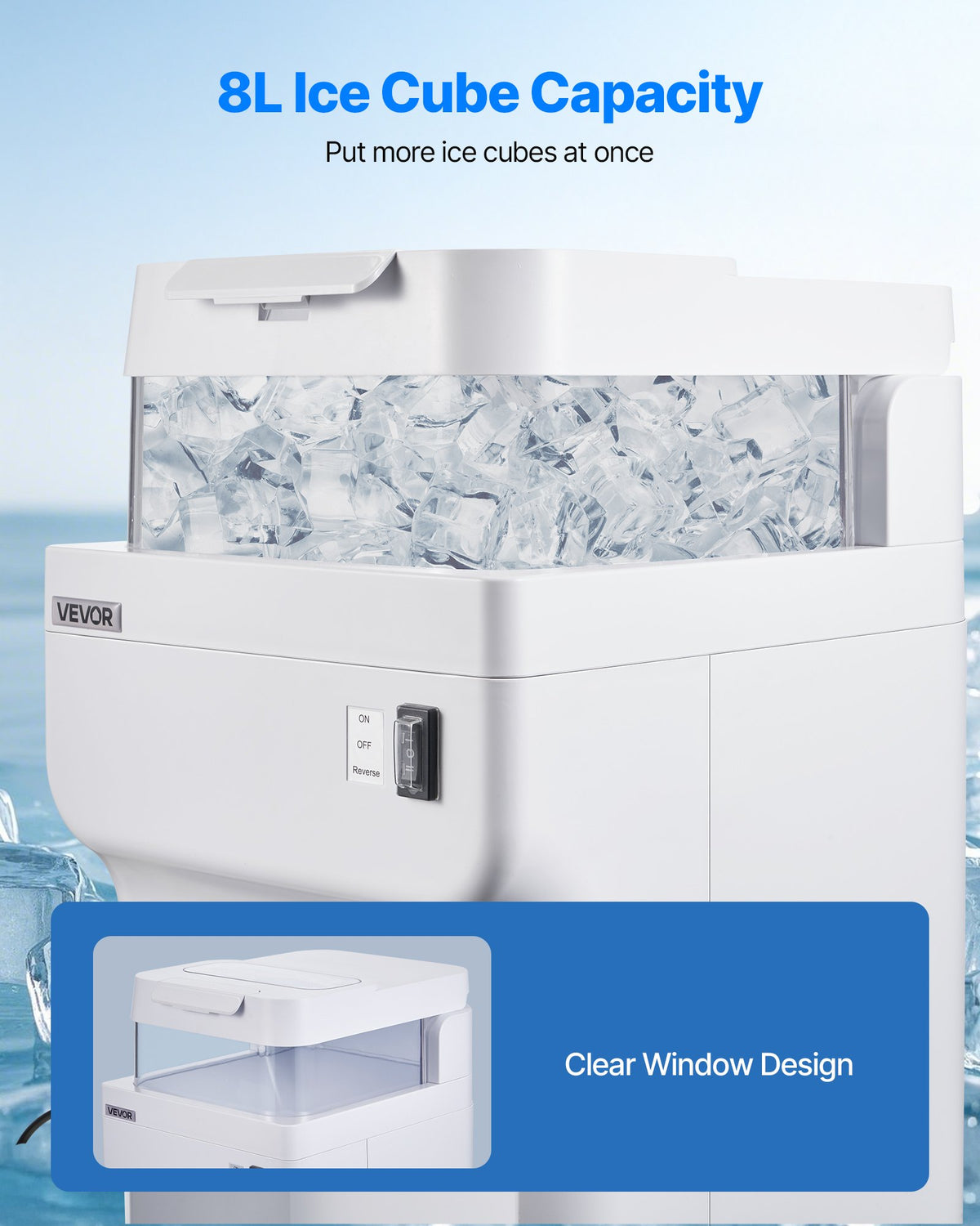 VEVOR Commercial Ice Shaver Crusher, 220lbs Per Hour Electric Snow Cone Maker with 8L Ice Cube Box, 350W 1500RPM Tabletop Shaved Ice Machine for Parties Events Bar, Home and Commercial Use (White) - BBJBS350WBDHM86IJ001V1 - view 5