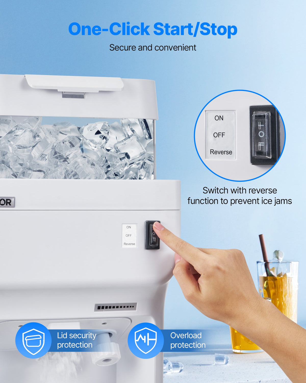 VEVOR Commercial Ice Shaver Crusher, 220lbs Per Hour Electric Snow Cone Maker with 8L Ice Cube Box, 350W 1500RPM Tabletop Shaved Ice Machine for Parties Events Bar, Home and Commercial Use (White) - BBJBS350WBDHM86IJ001V1 - view 6