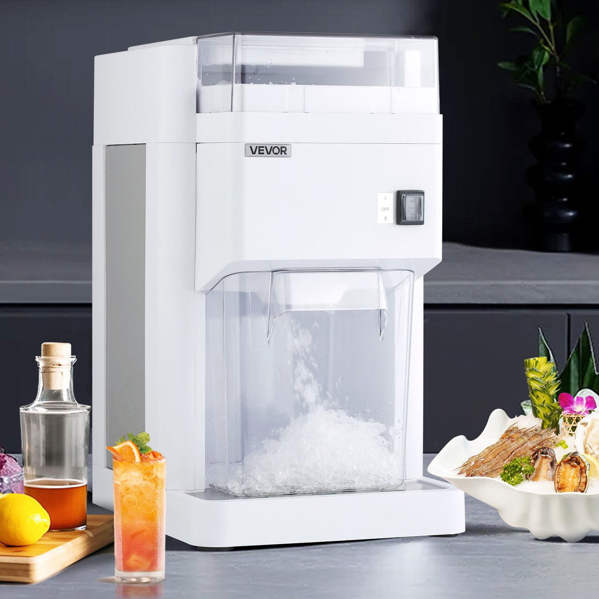 VEVOR Commercial Ice Shaver Machine, 1.91QT /1.8L Large Electric Ice Cube Crusher Shaved Maker with 300W Premium Motor, Stainless Steel Blades, for Bar Mixing Seafood Preservation Home Party, White - BBJBS5L400WDAP48J001V1 - view 9