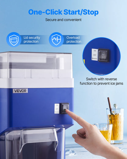 VEVOR Commercial Ice Shaver Machine, 1.91QT /1.8L Large Electric Snow Cone Machine, Fine & Fluffy with 300W Motor, Stainless Steel Blades, Shaved Ice Maker for Dessert Shop Home Party Restaurant, Blue - BBJLB18L400WY0VEZ001V1 - view 6
