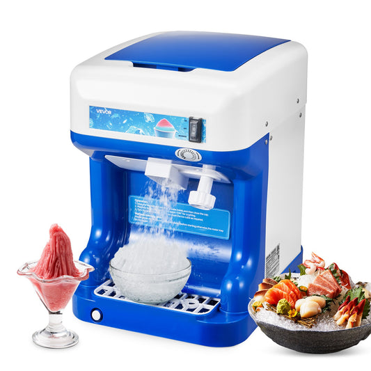 VEVOR Commercial Ice Shaver Crusher, 286lbs Per Hour Electric Snow Cone Maker with 2L Ice Cube Box, 250W 1500RPM Tabletop Shaved Ice Machine for Parties Events Snack Bar, Home and Commercial Use (Blue) - BBJLB250WBDH8T611001V1 - view 1