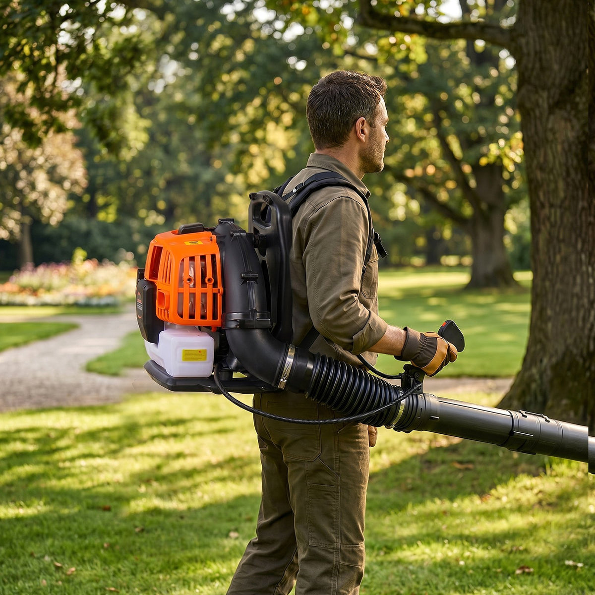 VEVOR Backpack Leaf Blower, 43CC 2-Stroke Engine Gas Powered Leaf Blower with 1.38L Fuel Tank, 447 CFM Air Volume, 150 MPH Air Speed, Ideal for Lawn Care, Leaves Cleaning, Yard Debris & Snow Removal - BBSRYCYJ43CCL8PTI001V0 - view 9