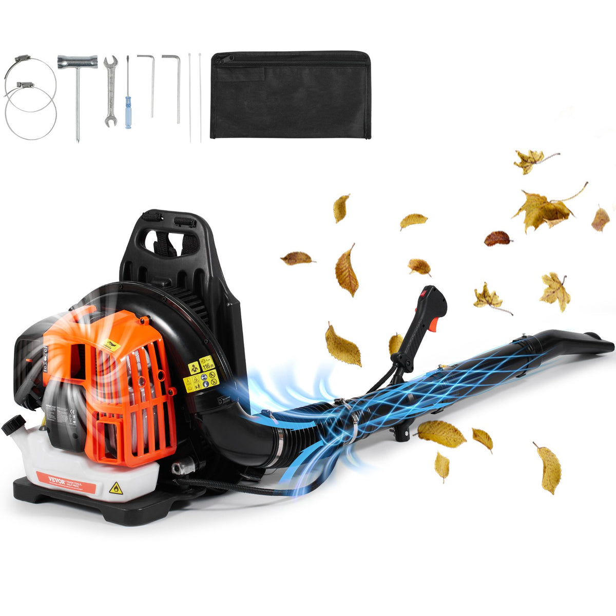 VEVOR Backpack Leaf Blower, 52CC 2-Cycle Leaf Blower with 1.37L Fuel Tank, 480CFM Air Volume 175MPH Speed, Ideal for Lawn Care, Leaf Cleaning, and Snow Removal - BBSRYCYJ52CC3SVF9V0 - view 1
