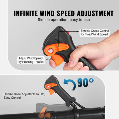 VEVOR Backpack Leaf Blower, 63CC 2-Cycle Gas Leaf Blower with 1.89L Fuel Tank, 1110CFM Air Volume 220MPH Speed, Ideal for Lawn Care, Leaf Cleaning, and Snow Removal - BBSRYCYJ63CCT7396V0 - view 5