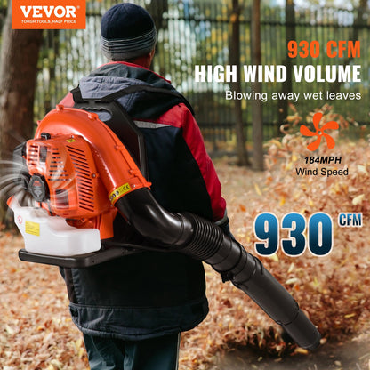 VEVOR Backpack Leaf Blower, 79CC 2-Cycle Gas Leaf Blower with 3L Fuel Tank, 930CFM Air Volume 184MPH Speed, Ideal for Lawn Care, Leaf Cleaning, and Snow Removal - BBSRYCYJ79CCQTKKMV0 - view 3