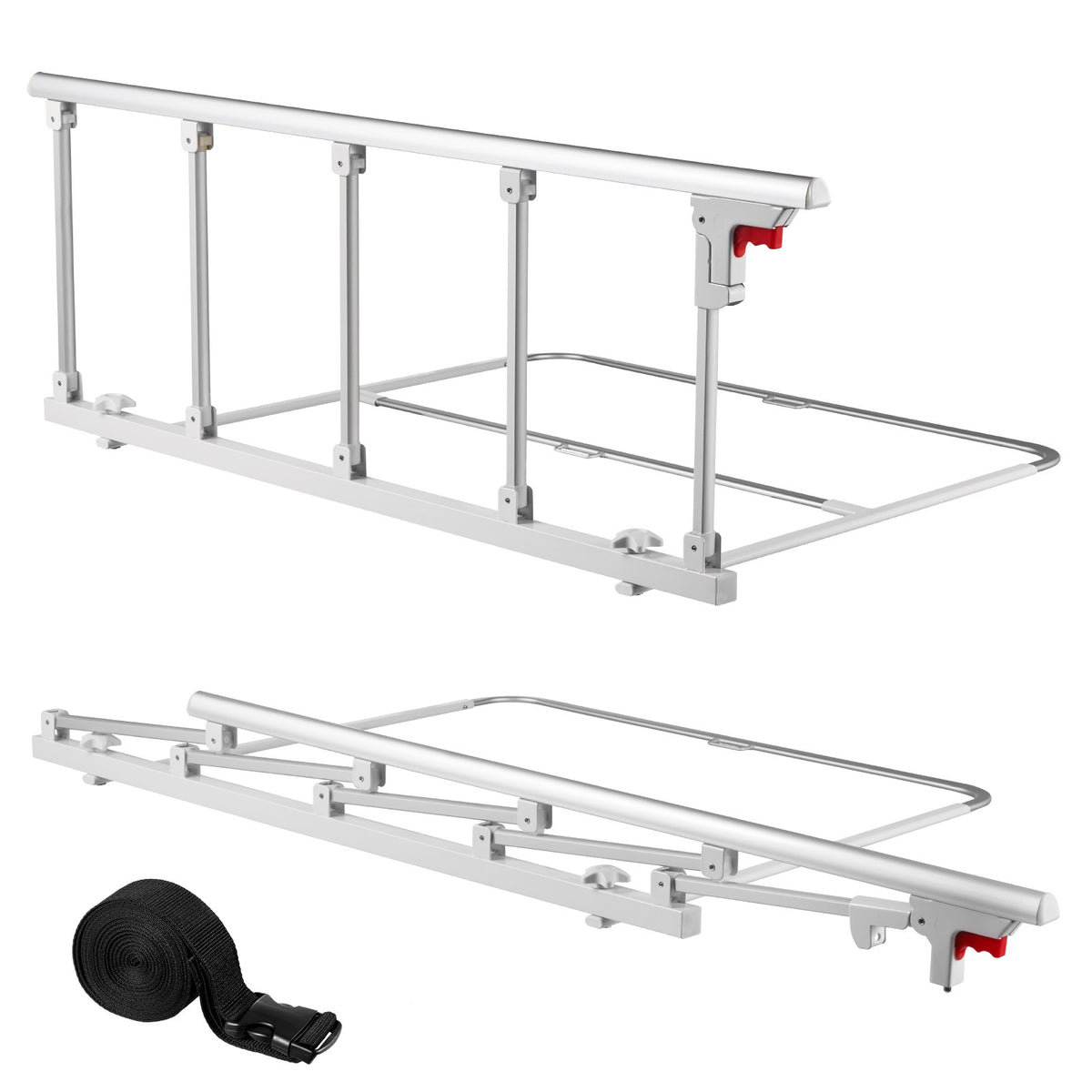 VEVOR Foldable Bed Rail for Elderly, 48 in Bedside Assist Rail with Fixing Strap, Adjustable Height Pipe Bedside Cane, High-Strength Metal Senior Bed Bar, Hand Guard Grab Fits King, Queen, Full, Twin - BCBSBCBSKZD1BAXNX001V0 - view 1