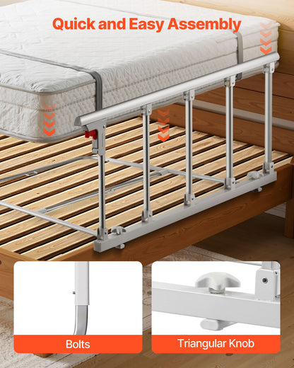 VEVOR Foldable Bed Rail for Elderly, 48 in Bedside Assist Rail with Fixing Strap, Adjustable Height Pipe Bedside Cane, High-Strength Metal Senior Bed Bar, Hand Guard Grab Fits King, Queen, Full, Twin - BCBSBCBSKZD1BAXNX001V0 - view 6