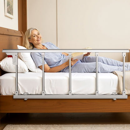 VEVOR Foldable Bed Rail for Elderly, 48 in Bedside Assist Rail with Fixing Strap, Adjustable Height Pipe Bedside Cane, High-Strength Metal Senior Bed Bar, Hand Guard Grab Fits King, Queen, Full, Twin - BCBSBCBSKZD1BAXNX001V0 - view 9