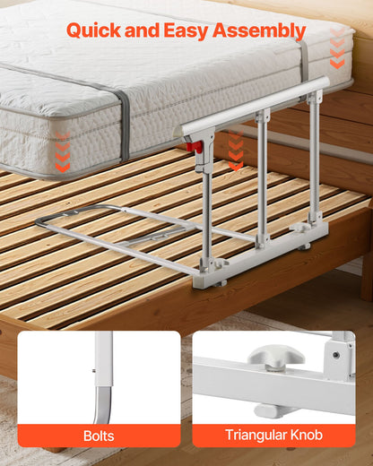 VEVOR Foldable Bed Rail for Elderly, 28 in Bedside Assist Rail with Fixing Strap, Adjustable Height Pipe Bedside Cane, High-Strength Metal Senior Bed Bar, Hand Guard Grab Fits King, Queen, Full, Twin - BCBSBCBSKZD7D6RFJ001V0 - view 6