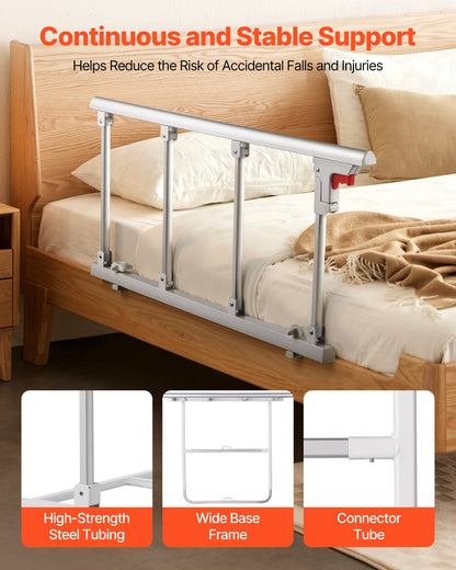 VEVOR Foldable Bed Rail for Elderly, 38 in Bedside Assist Rail with Fixing Strap, Adjustable Height Pipe Bedside Cane, High-Strength Metal Senior Bed Bar, Hand Guard Grab Fits King, Queen, Full, Twin - BCBSBCBSKZD99XB73001V0 - view 4