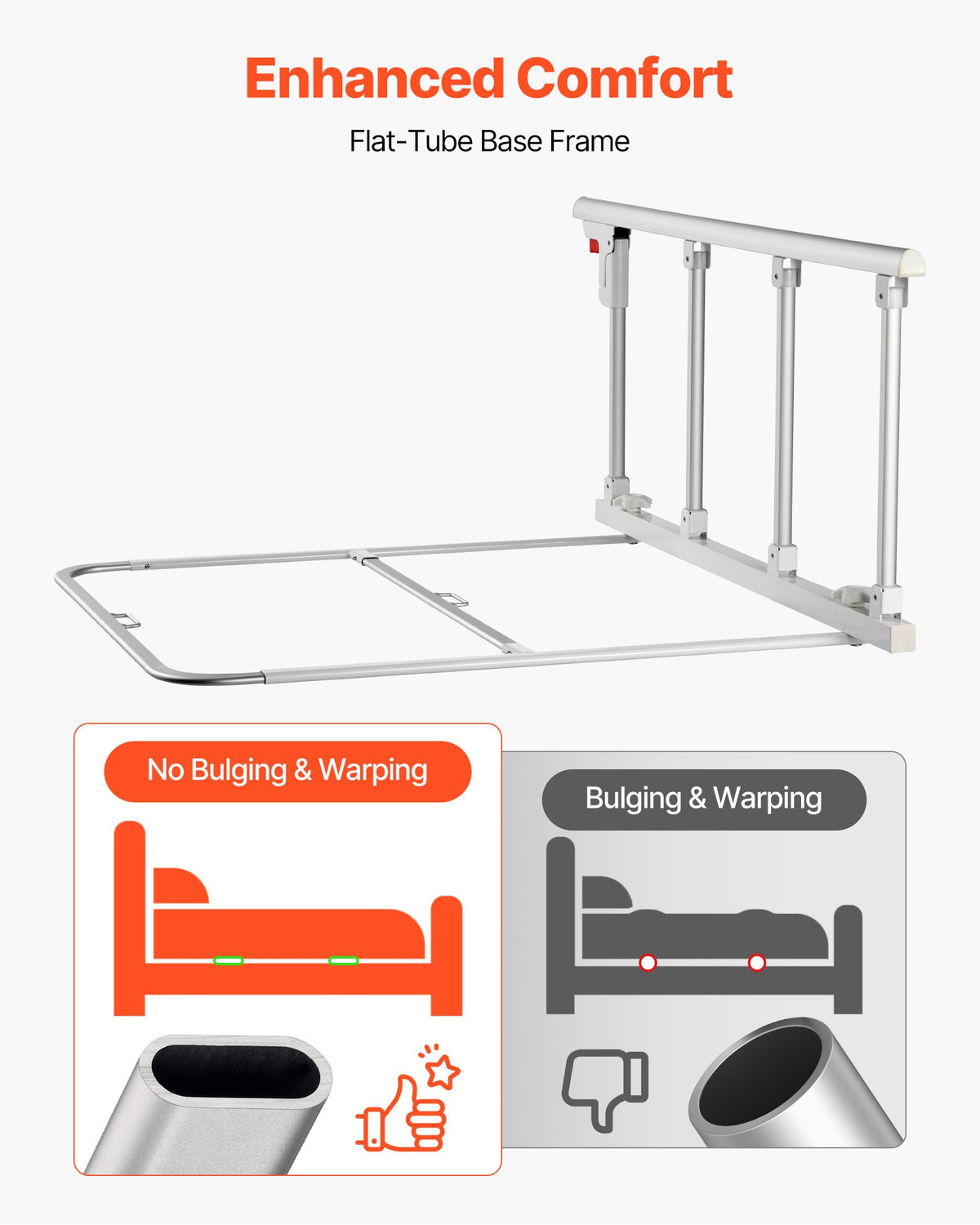 VEVOR Foldable Bed Rail for Elderly, 38 in Bedside Assist Rail with Fixing Strap, Adjustable Height Pipe Bedside Cane, High-Strength Metal Senior Bed Bar, Hand Guard Grab Fits King, Queen, Full, Twin - BCBSBCBSKZD99XB73001V0 - view 5