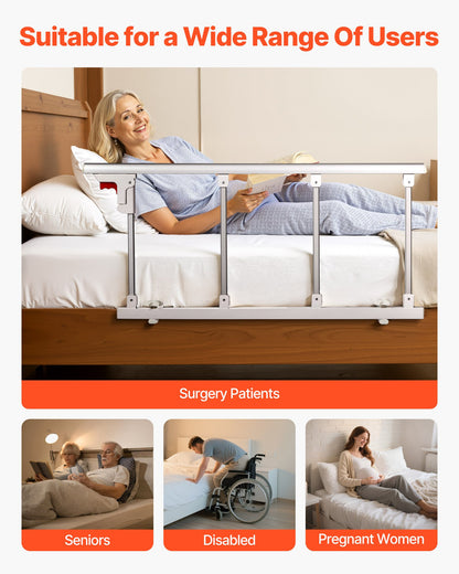 VEVOR Foldable Bed Rail for Elderly, 38 in Bedside Assist Rail with Fixing Strap, Adjustable Height Pipe Bedside Cane, High-Strength Metal Senior Bed Bar, Hand Guard Grab Fits King, Queen, Full, Twin - BCBSBCBSKZD99XB73001V0 - view 7