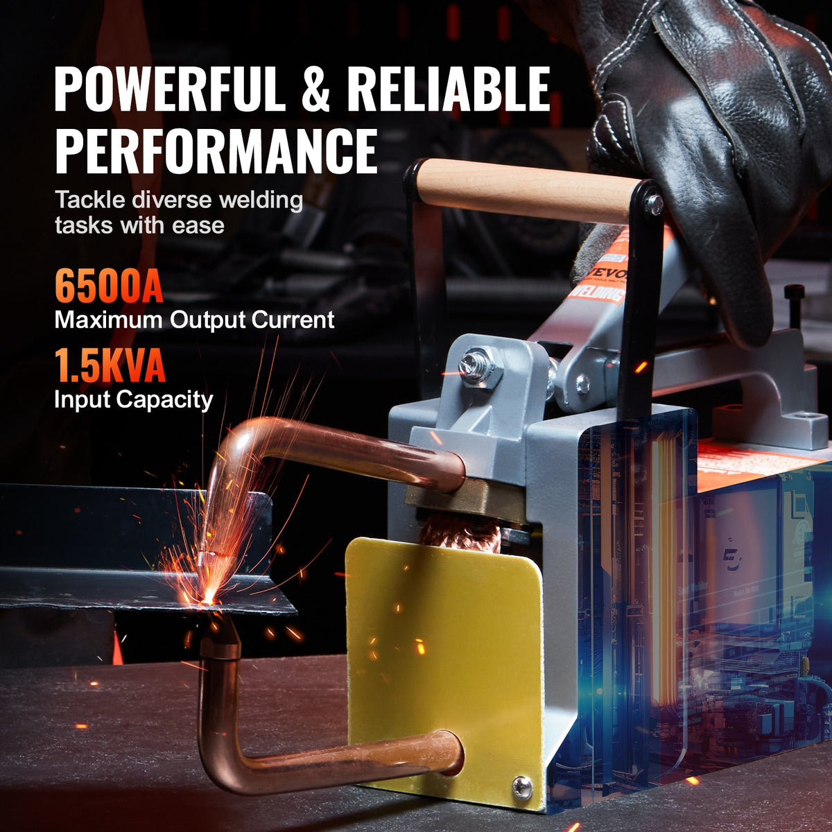 VEVOR Portable Spot Welder, 1/8-inch Spot Welder Machine with 1.5KVA Input Capacity, Handheld Welding Tip Gun, Metal Sheet Spot Welding Machine for Steel Plates - BCDHJX18110VEOX8XV1 - view 4