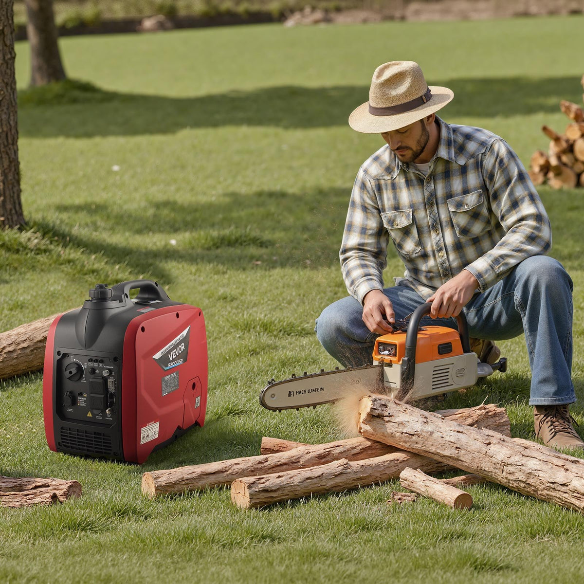 VEVOR Inverter Generator, 2900W Peak Watt Quiet Inverter Generator, Portable Inverters Generators for Home Use, Gas Powered, Compact and Lightweight Design - Stable Power, CO Sensor, Orange/Black - BCGBPFDJJYSD7X2LU001V5 - view 9