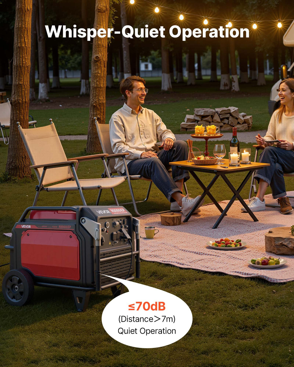VEVOR Inverter Generator, 10KW Peak Watt Inverter Generator, Remote Start Inverters Generators for Home Outdoor, Gas Powered, Stable Power, CO Sensor, RV Ready 1A & 2.1A Outlet (6.8KW Operating Power) - BCGBPFDJJYSDO10UZ001V5 - view 5