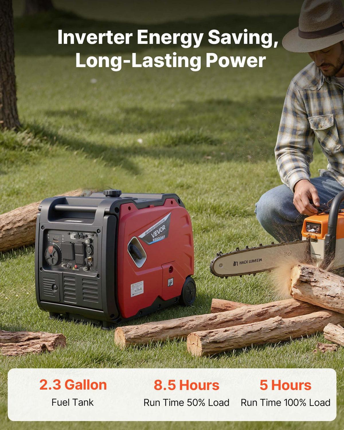 VEVOR Inverter Generator, 4200W Peak Watt Quiet Inverter Generator, Dual Fuel Inverters Generators for Home Outdoor, Gas & LPG Powered, Stable Power, CO Sensor, RV Ready 8.3A Outlet, Long Run Time - BCGBPFDJJYSSRKE2X001V5 - view 4