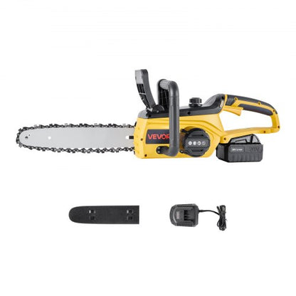 VEVOR Cordless Chainsaw, 20V 12-Inch Brushless Chainsaw Battery Powered, 4.0Ah Battery and Rapid Charger Included, Handheld Electric Chain Saw for Tree Felling, Wood Cutting, Pruning, and Trimming - BCGDDLJWX20VLYJ05001V1 - view 2
