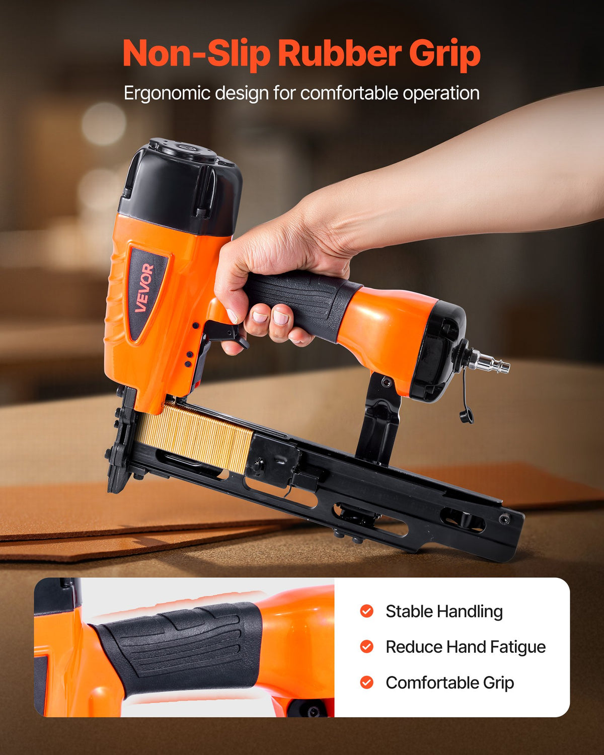VEVOR Pneumatic Staple Gun, 16 Gauge 7/16-inch Medium Crown Pneumatic Stapler 1" to 2" Length, 70-120PSI Heavy Duty Air-Powered Staple Gun for Roof Decking, Wall Sheathing, Fencing and Subflooring - BCGDSDDQ16GAE9Q9L001V0 - view 5