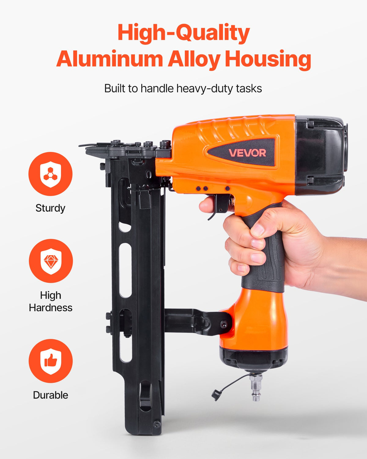 VEVOR Pneumatic Staple Gun, 16 Gauge 7/16-inch Medium Crown Pneumatic Stapler 1" to 2" Length, 70-120PSI Heavy Duty Air-Powered Staple Gun for Roof Decking, Wall Sheathing, Fencing and Subflooring - BCGDSDDQ16GAE9Q9L001V0 - view 6