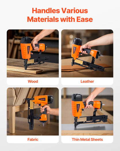 VEVOR Pneumatic Staple Gun, 16 Gauge 7/16-inch Medium Crown Pneumatic Stapler 1" to 2" Length, 70-120PSI Heavy Duty Air-Powered Staple Gun for Roof Decking, Wall Sheathing, Fencing and Subflooring - BCGDSDDQ16GAE9Q9L001V0 - view 7